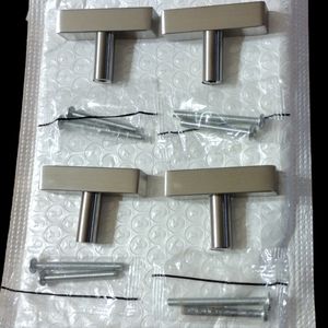 4x Brushed Silver T Knobs